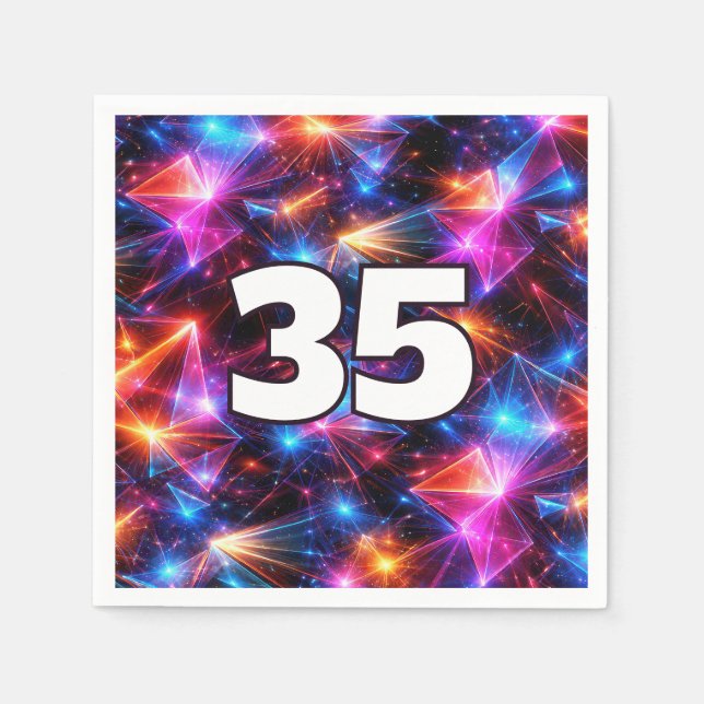 35. Geburtstag Neon-Polygon-Abstrakt  Serviette (Vorderseite)