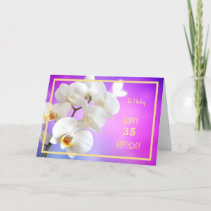 35. Geburtstag Nicky Orchids Golden Frame Modern Karte