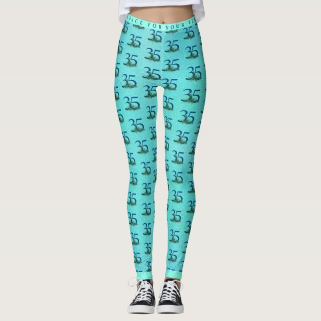35. Geburtstag oder Jubiläum Pfauenmuster Leggings (Vorderseite)