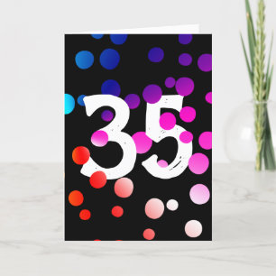35. Geburtstag Rainbow Dots auf Black Karte