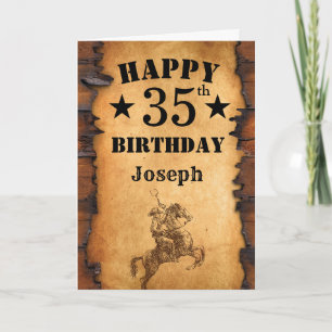 35. Geburtstag Rustikale Country Western Cowboy Pf Karte