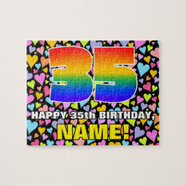 35. Geburtstag — Spaß, Liebende Herzformen + "35" Puzzle