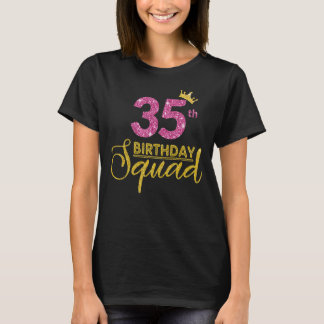 35. Geburtstag Squad Party Geburtstag Gelbes Rosa T-Shirt