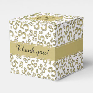 35. Geburtstags-Gold/weißes Collagenmuster Geschenkschachtel