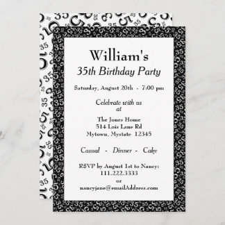 35. Geburtstags-Party-Schwarzweiss-Muster Einladung