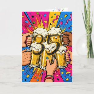 35. Geburtstagsbier Toast im Pop-Art-Stil Karte
