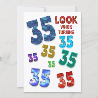 35. Geburtstagsfeier Einladung, farbenfrohe Zahlen Einladung