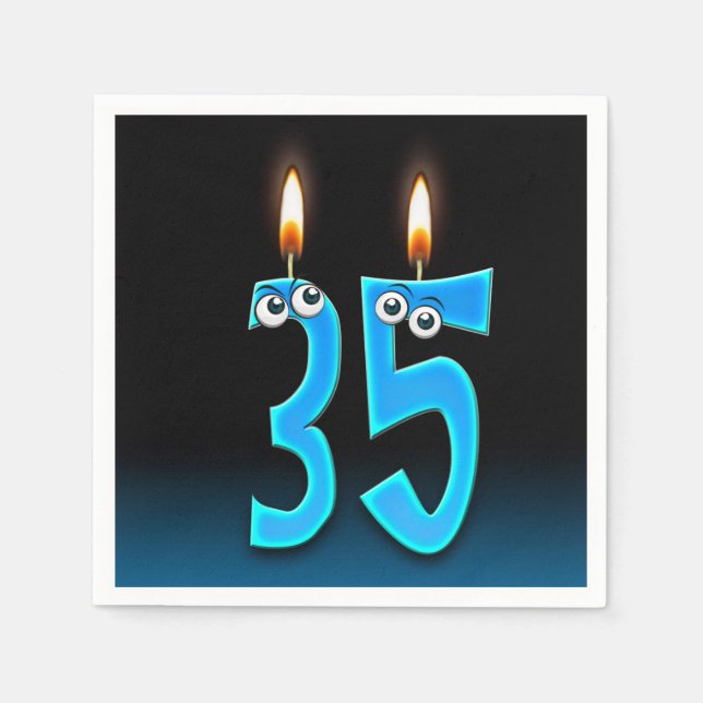 35. Geburtstagskandle mit Augäpfeln Serviette (Vorderseite)