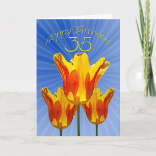 35. Geburtstagskarte, Tulpen voller Sonnenschein Karte