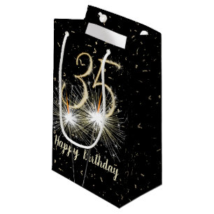 35. Geburtstagsparkler auf schwarz Kleine Geschenktüte