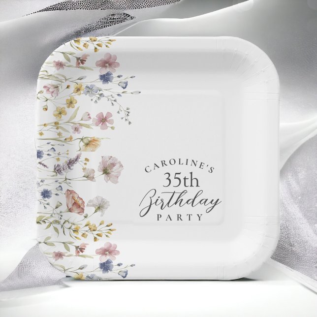 35. Geburtstagsparty Wildblumen Aquarellblume Pappteller (Von Creator hochgeladen)