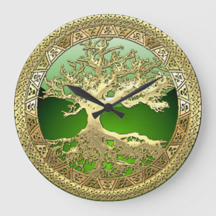 [35] Golden Celtic Tree of Life Große Wanduhr