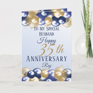 35. Hochzeit Jahrestag Ehemann Navy Gold Karte