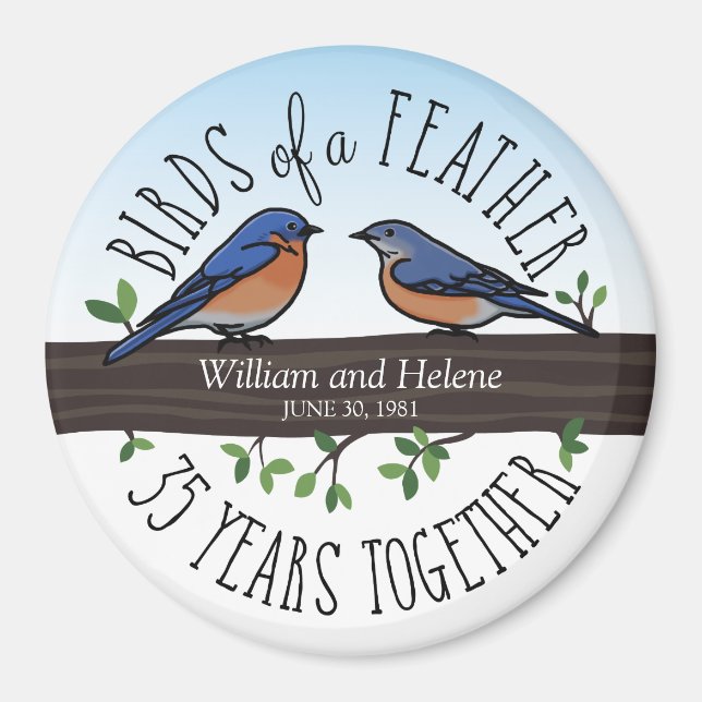 35. Hochzeitstag, Bluebirds of a Feather Magnet (Vorne)