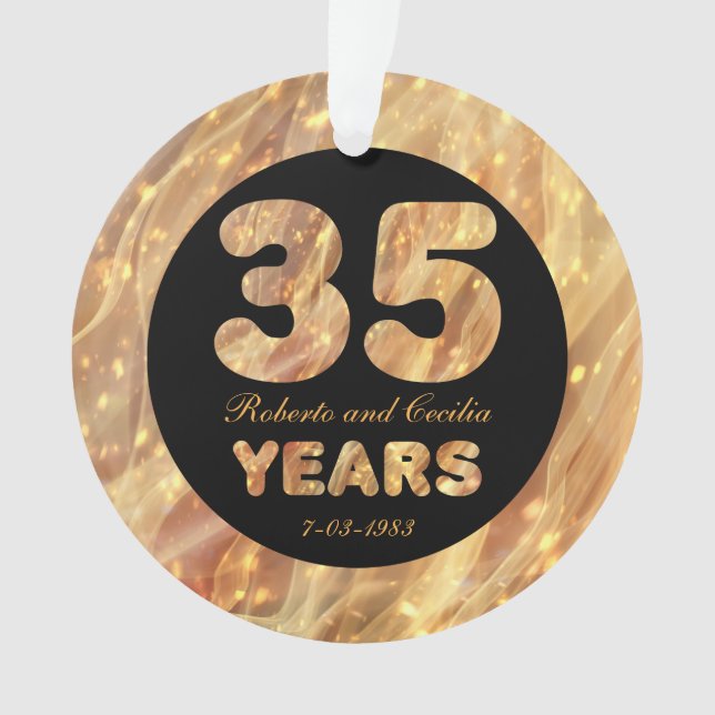 35. Hochzeitstag Gold Party Lights Ornament (Vorderseite)