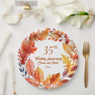 35. Hochzeitstag Herbst Pappteller