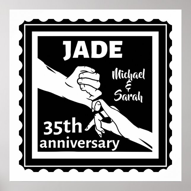 35. Hochzeitstag mit Händen Poster (Vorne)