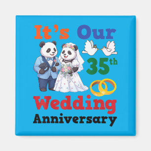 35. Hochzeitstag Panda-Paare Zusammen Magnet