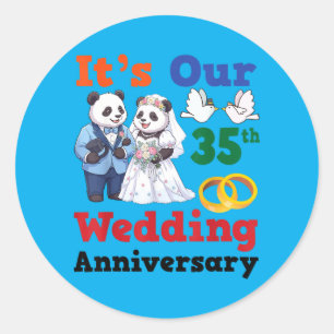 35. Hochzeitstag Panda-Paare Zusammen Runder Aufkleber