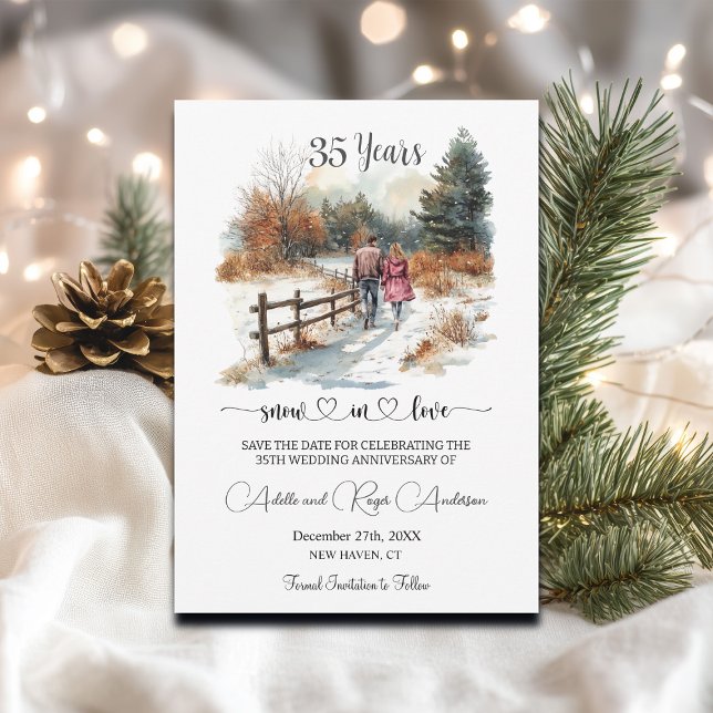 35. Hochzeitstag Winterlandschaft Romantisch Save The Date (Von Creator hochgeladen)