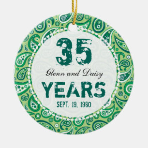 35. Jade-Hochzeitstag-Paisley-Monogramm Keramikornament