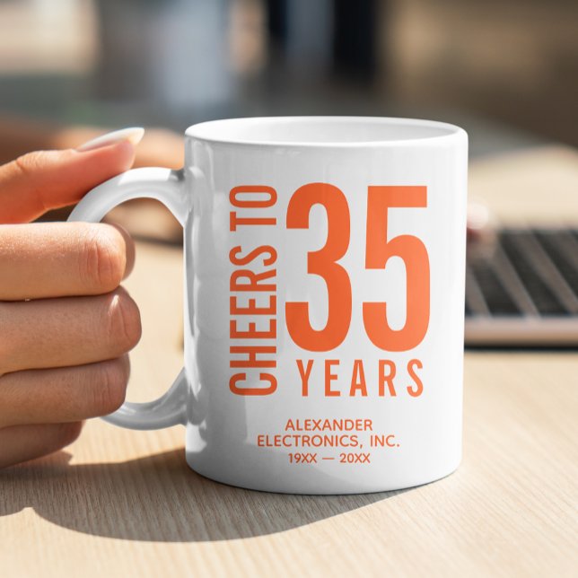 35 Jahre Geschäftsjubiläum Kaffeetasse (Change to ANY YEAR! Lots of other colors and years pre-done for you in our collection.)