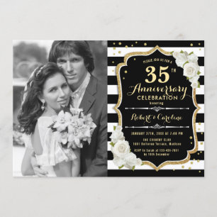 35. Jubiläum mit Foto - Gold Black Einladung