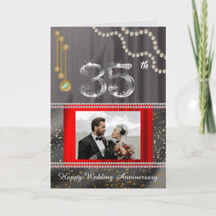 35. Jubiläums-Fotogruß Smaragd und Silber Karte