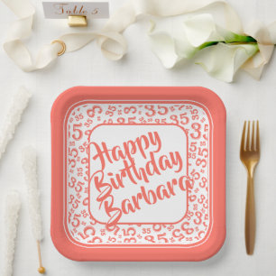 35. Party Random Number Pattern Coral/White Pappteller