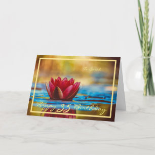 35. Tag Sarah Red Water Lily Elegant Gold Frame Karte
