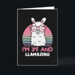 35 Year Old Bday Llamazing 35th Birthday Llama Karte<br><div class="desc">Retro Vintage Style Birthday Gift Design Perfect To Pair With Shorts,  Leggings Or Jeans For A Casual Yet Trendy Look. Humorous Funny Humor Birthday Gift Outfit For Family Member,  Loved One Or Yourself. Matches Loads Of Clothes. GET YOURS TODAY!</div>
