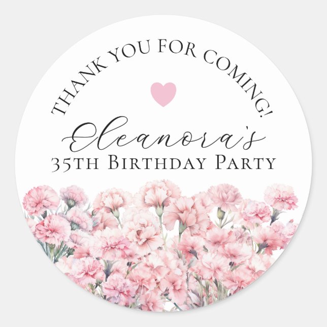 35th Birthday January Birth Flower Custom Favor Runder Aufkleber (Vorderseite)