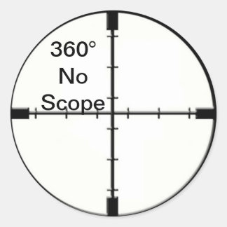 360 No Scope Video Game Joke Crosshairs FPS Runder Aufkleber