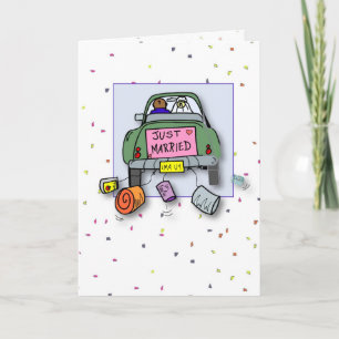 3653 Just Married Car Whimsical Karte