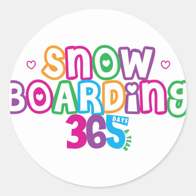 365 Schnee-Boarding Runder Aufkleber (Vorderseite)