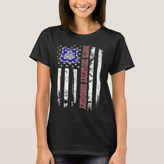 369th Infantry Regiment Veteran USA Flag Veterans  T-Shirt (Vorderseite)