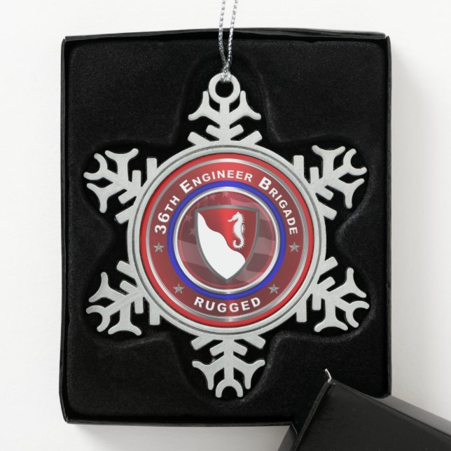 36. ENGINEER BRIGADE SCHNEEFLOCKEN Zinn-Ornament (Box)
