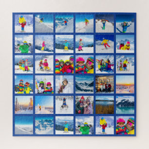 36 Foto-Raster-Collage Dunkelblau Puzzle