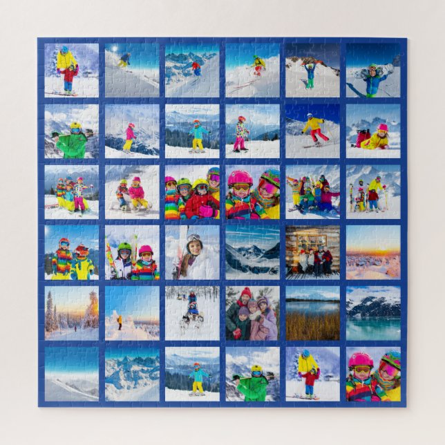 36 Foto-Raster-Collage Dunkelblau Puzzle (Vertikal)