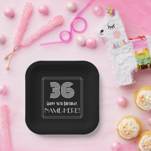 36. Geburtstag — Art Deco Inspiriert Look "36" + N Pappteller