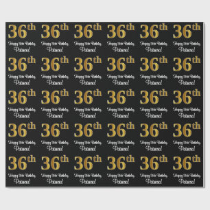 36. Geburtstag: Elegante Luxuriöse Imitate Gold Lo Geschenkpapier
