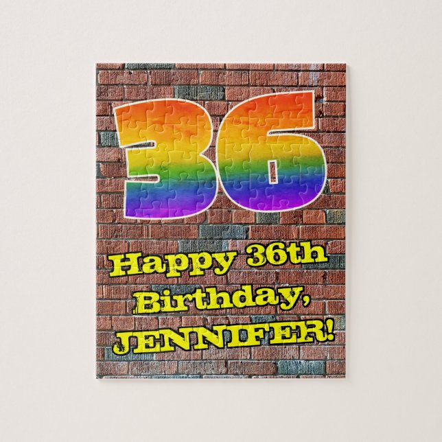 36. Geburtstag: Fun Graffiti-Inspiriert Regenbogen Puzzle (Vertikal)