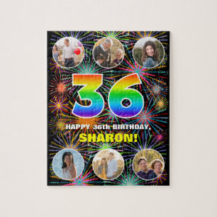 36. Geburtstag: Fun Rainbow #, Individuelle Name + Puzzle