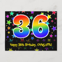 36. Geburtstag: Fun Stars Pattern, Regenbogen 36,