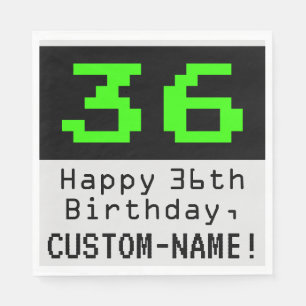36. Geburtstag - Nerdy / Geeky Style "36" & Name Serviette