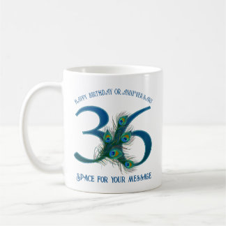36. Geburtstag oder Jubiläum Pfauenfeder Kaffeetasse