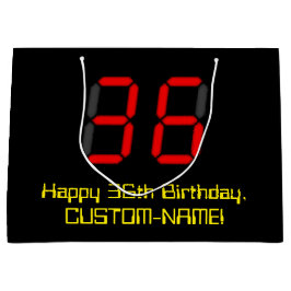 36. Geburtstag: Red Digital Clock Style "36" + Nam Große Geschenktüte