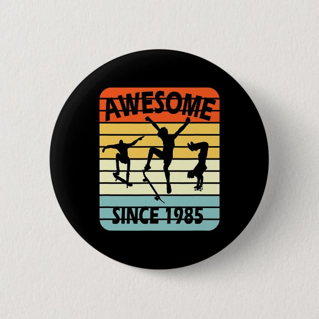 36. Geburtstag Skateboarding Junge Großartig Seit  Button (Vorderseite)