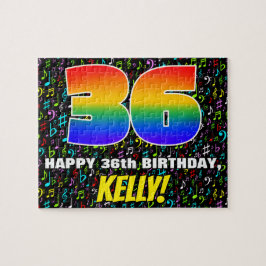 36. Geburtstag — Spaß, farbenfrohe Musiksymbole & Puzzle