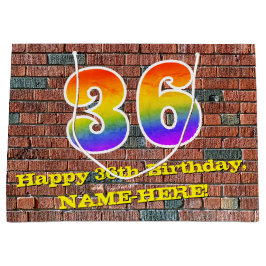 36. Geburtstag: Spaß, Graffiti-Inspiriert Regenbog Große Geschenktüte